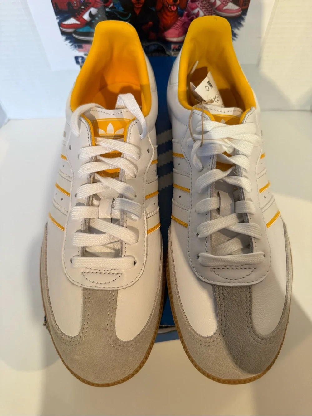 adidas Samba OG White with Yellow Trim and Gum Sole